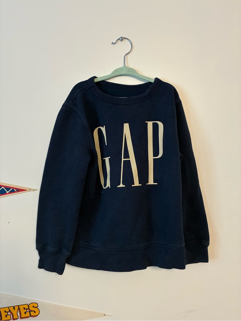 GAP kids Navy Crewneck Sweatshirt with Cream Logo